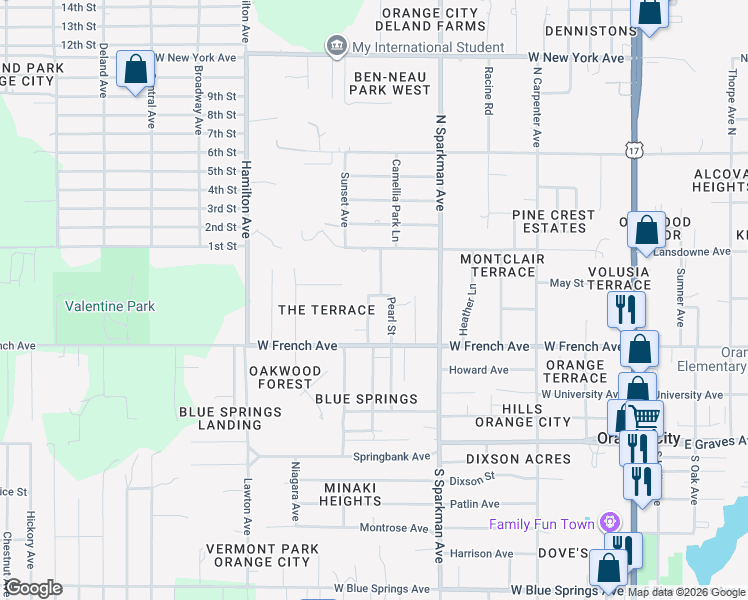 map of restaurants, bars, coffee shops, grocery stores, and more near 578 Gleason Street in Orange City