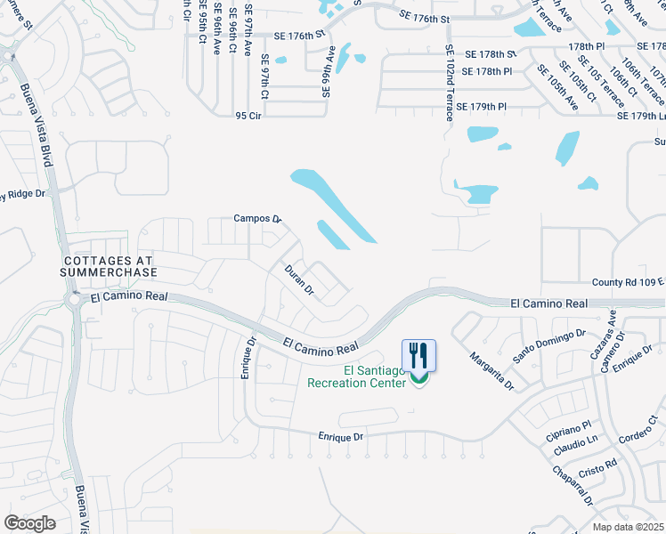 map of restaurants, bars, coffee shops, grocery stores, and more near 1621 Navidad Street in The Villages