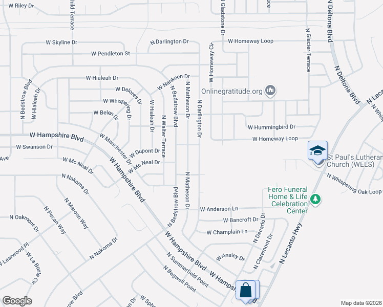 map of restaurants, bars, coffee shops, grocery stores, and more near 6256 North Darlington Drive in Citrus Springs