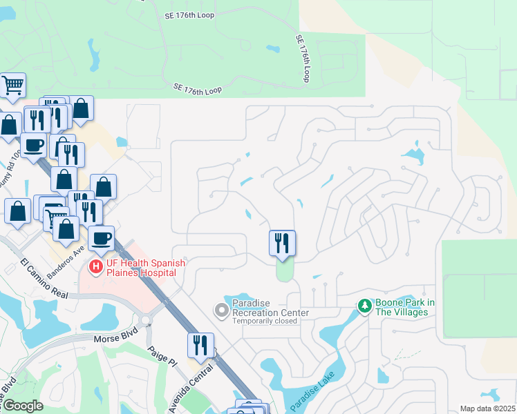map of restaurants, bars, coffee shops, grocery stores, and more near 1631 Kiley Court in Lady Lake