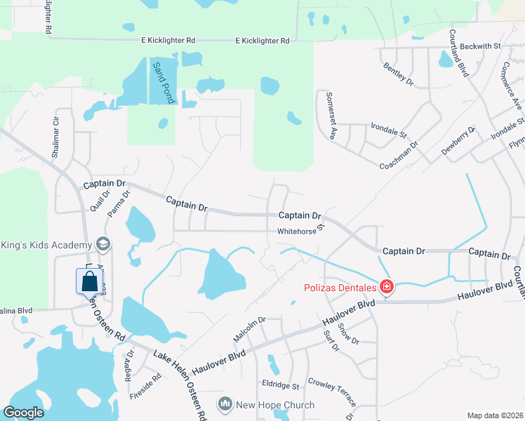 map of restaurants, bars, coffee shops, grocery stores, and more near 2376 Captain Drive in Deltona
