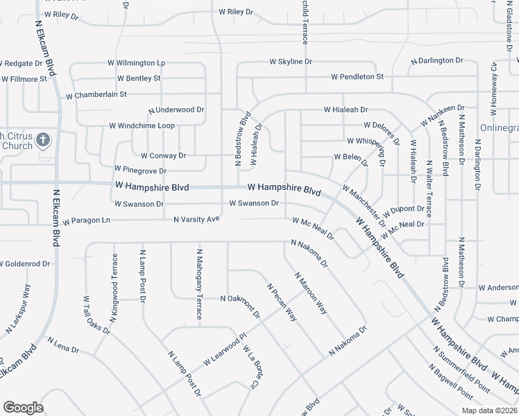 map of restaurants, bars, coffee shops, grocery stores, and more near 1842 West Swanson Drive in Citrus Springs