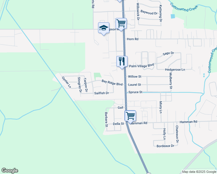 map of restaurants, bars, coffee shops, grocery stores, and more near 4805 Dolphin Drive in Bay City