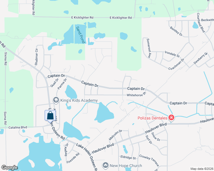 map of restaurants, bars, coffee shops, grocery stores, and more near 2330 Captain Drive in Deltona
