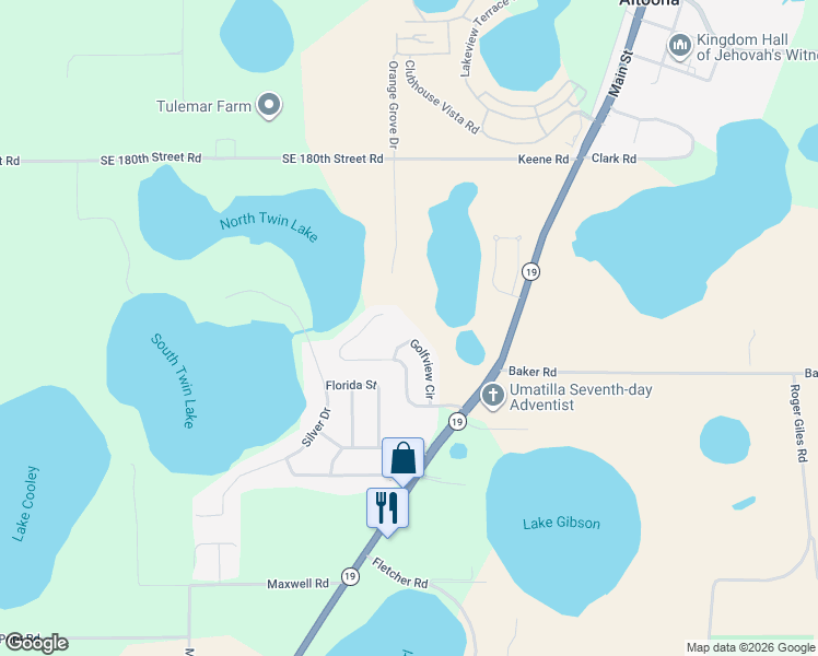 map of restaurants, bars, coffee shops, grocery stores, and more near 92 Golfview Cr in Umatilla