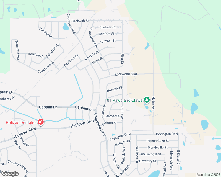 map of restaurants, bars, coffee shops, grocery stores, and more near 2900 Norwick Street in Deltona