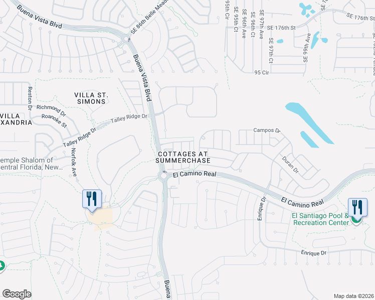 map of restaurants, bars, coffee shops, grocery stores, and more near 1666 Summerchase Loop in The Villages