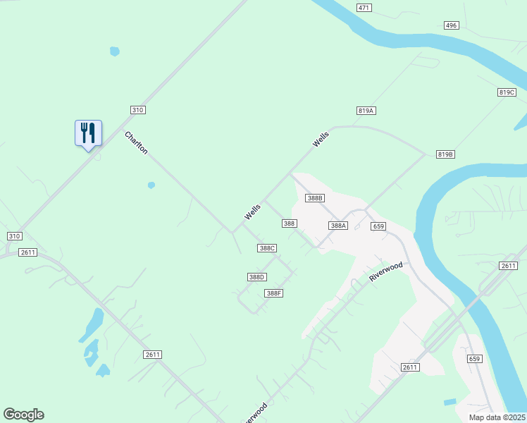 map of restaurants, bars, coffee shops, grocery stores, and more near 729 County Road 388 in Brazoria