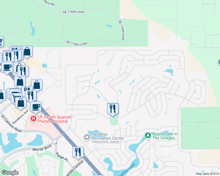 map of restaurants, bars, coffee shops, grocery stores, and more near 1631 Kiley Court in Lady Lake
