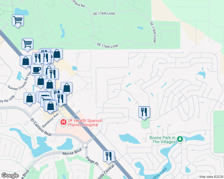 map of restaurants, bars, coffee shops, grocery stores, and more near 1713 Kiley Court in Lady Lake