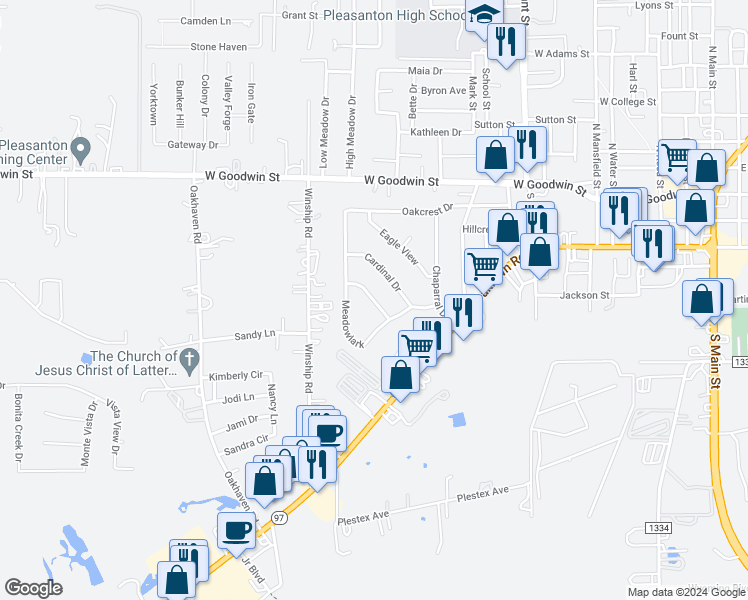 map of restaurants, bars, coffee shops, grocery stores, and more near 1211 Mocking Bird Circle in Pleasanton