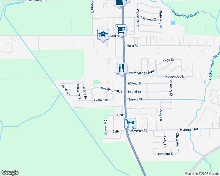 map of restaurants, bars, coffee shops, grocery stores, and more near 4805 Dolphin Drive in Bay City