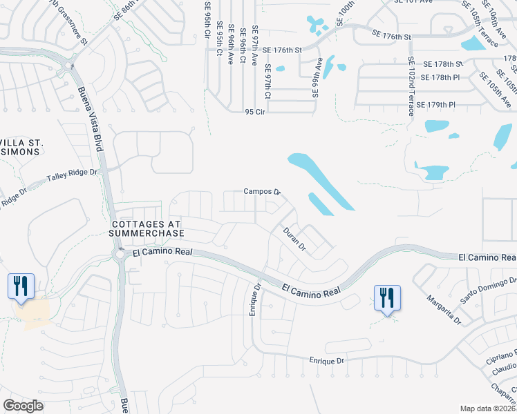 map of restaurants, bars, coffee shops, grocery stores, and more near 1703 El Nino Street in The Villages