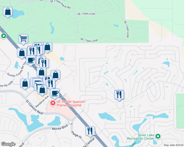map of restaurants, bars, coffee shops, grocery stores, and more near 1107 Lintz Lane in Lady Lake