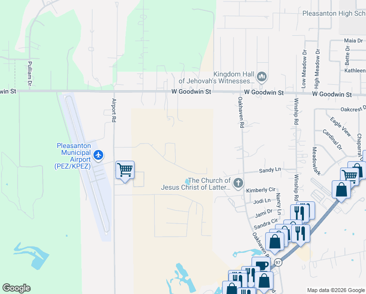 map of restaurants, bars, coffee shops, grocery stores, and more near 156 Maverick Cove in Pleasanton