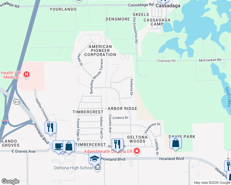 map of restaurants, bars, coffee shops, grocery stores, and more near 2974 Wild Pepper Avenue in Deltona