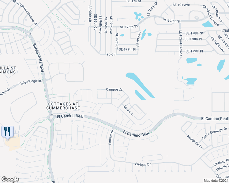 map of restaurants, bars, coffee shops, grocery stores, and more near 1672 Campos Drive in The Villages