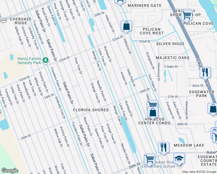 map of restaurants, bars, coffee shops, grocery stores, and more near 2428 Lime Tree Drive in Edgewater