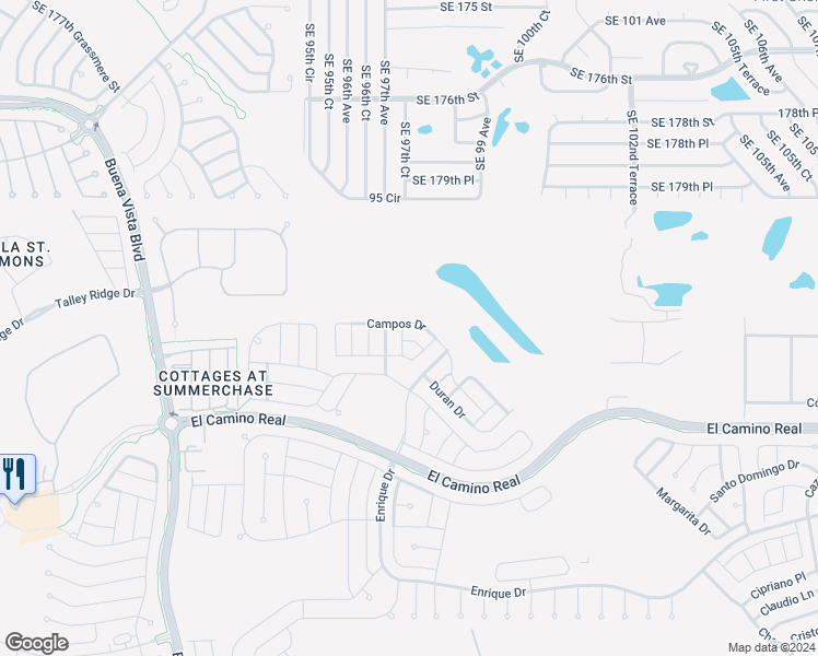 map of restaurants, bars, coffee shops, grocery stores, and more near 1672 Campos Drive in The Villages