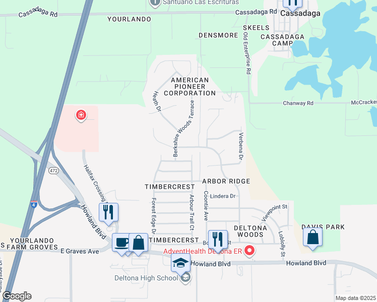 map of restaurants, bars, coffee shops, grocery stores, and more near 3042 Wild Pepper Avenue in Deltona