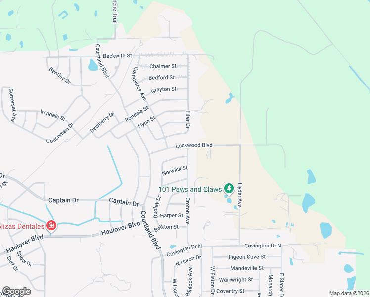 map of restaurants, bars, coffee shops, grocery stores, and more near 2961 Lockwood Boulevard in Deltona