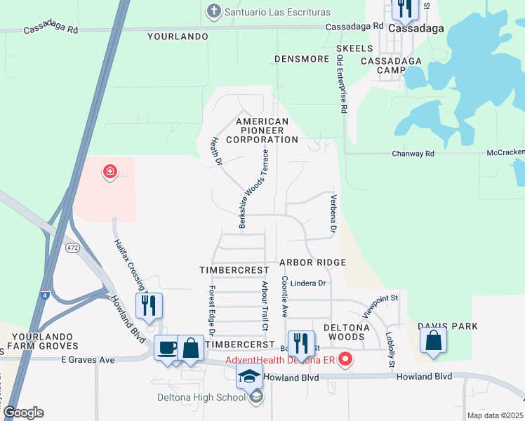 map of restaurants, bars, coffee shops, grocery stores, and more near 3037 Wild Pepper Avenue in Deltona