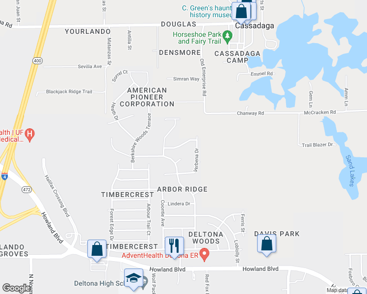 map of restaurants, bars, coffee shops, grocery stores, and more near 3143 Wood Rose Way in Deltona