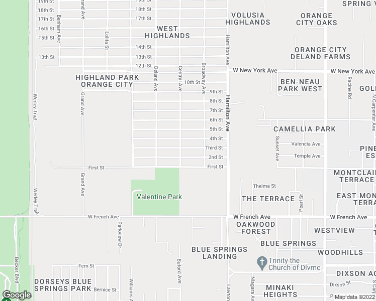 map of restaurants, bars, coffee shops, grocery stores, and more near 1260 Third Street in Orange City