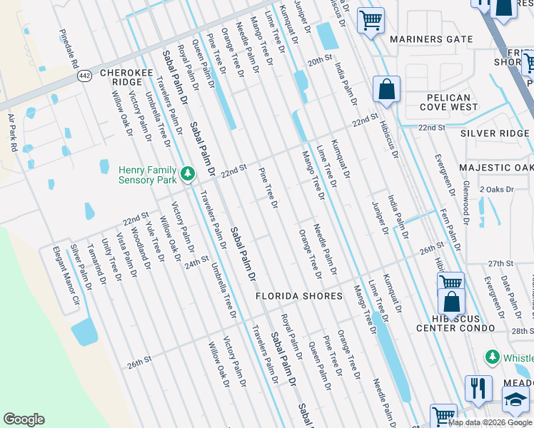 map of restaurants, bars, coffee shops, grocery stores, and more near 2315 Pine Tree Drive in Edgewater
