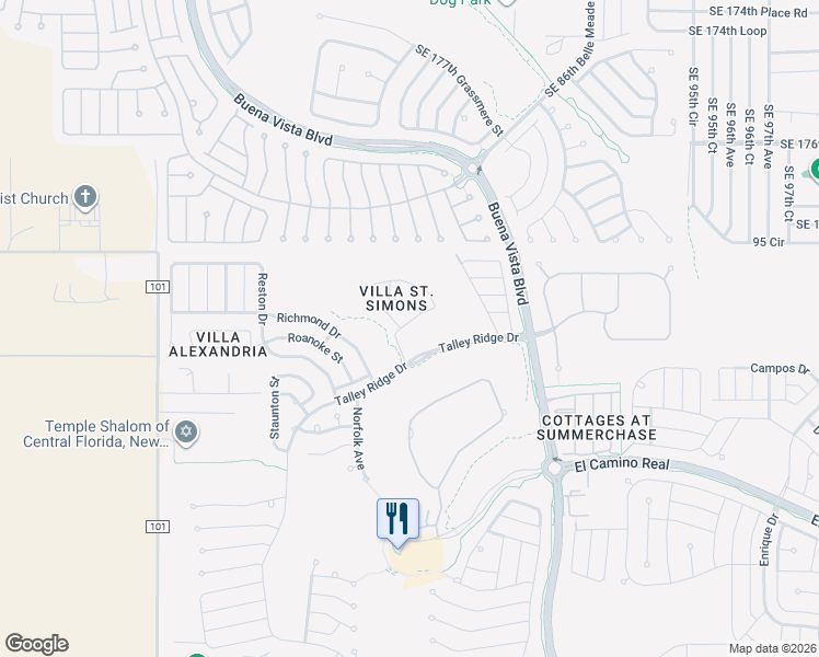 map of restaurants, bars, coffee shops, grocery stores, and more near 1898 Dalton Drive in The Villages