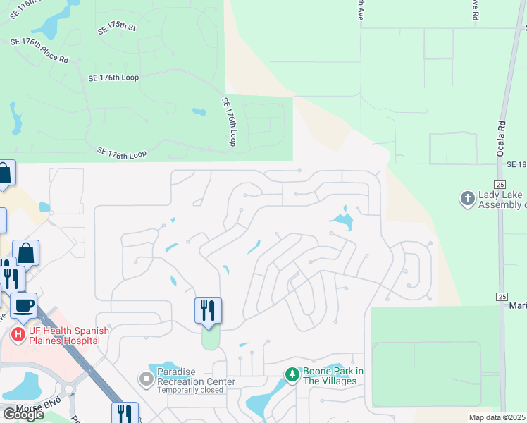 map of restaurants, bars, coffee shops, grocery stores, and more near 914 Orchid Street in Lady Lake