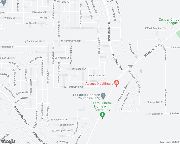 map of restaurants, bars, coffee shops, grocery stores, and more near 6445 North Kangaroo Terrace in Citrus Springs