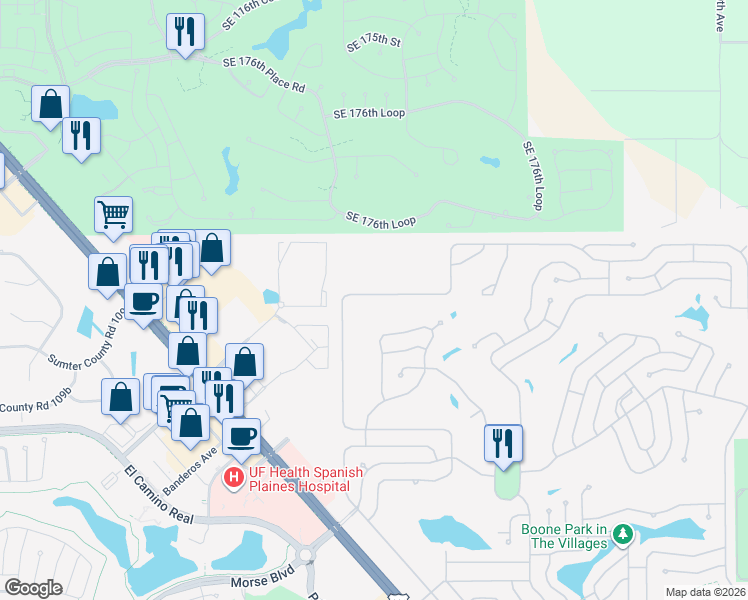map of restaurants, bars, coffee shops, grocery stores, and more near 1712 West Schwartz Boulevard in Lady Lake