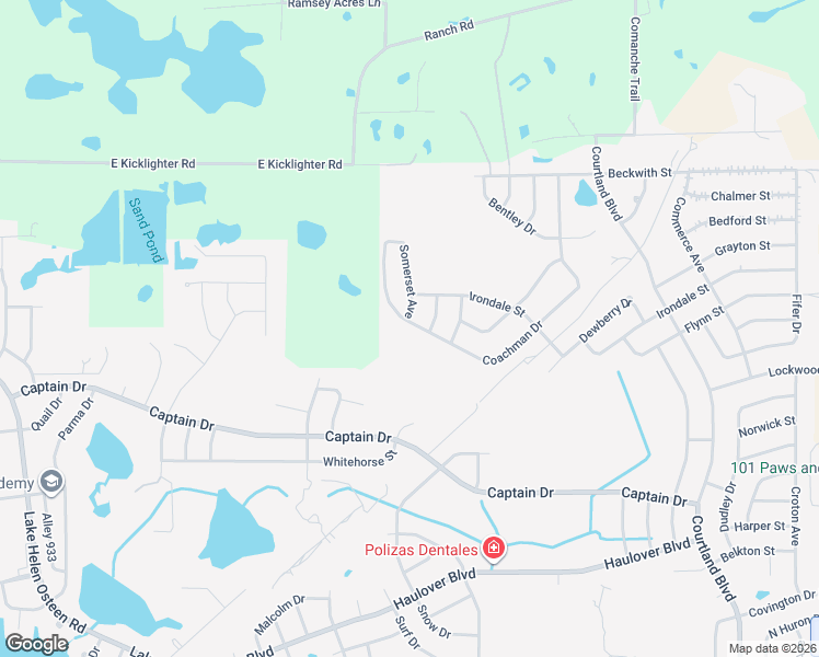 map of restaurants, bars, coffee shops, grocery stores, and more near 2519 Coachman Drive in Deltona