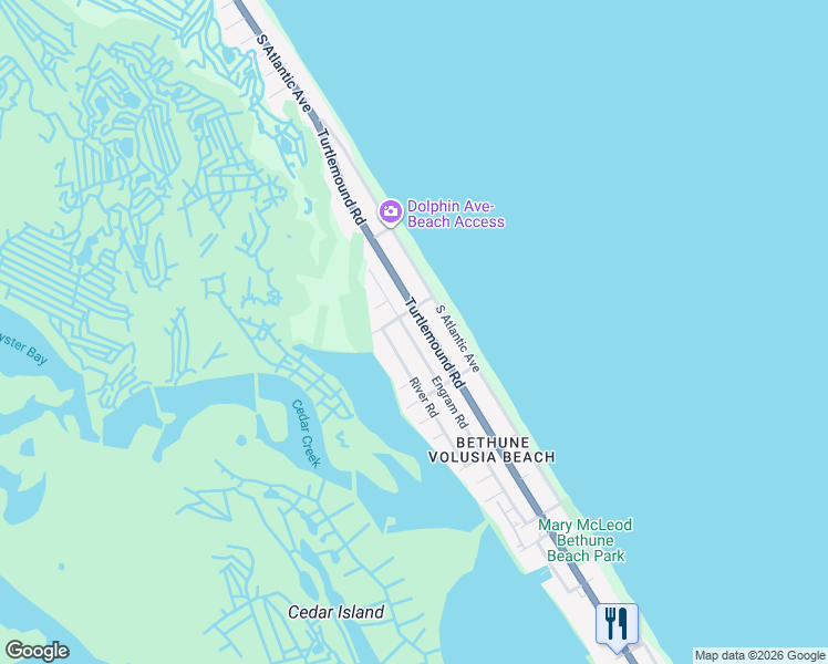 map of restaurants, bars, coffee shops, grocery stores, and more near 6329 Engram Road in New Smyrna Beach