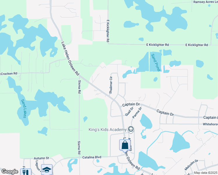 map of restaurants, bars, coffee shops, grocery stores, and more near 3305 Shalimar Circle in Deltona