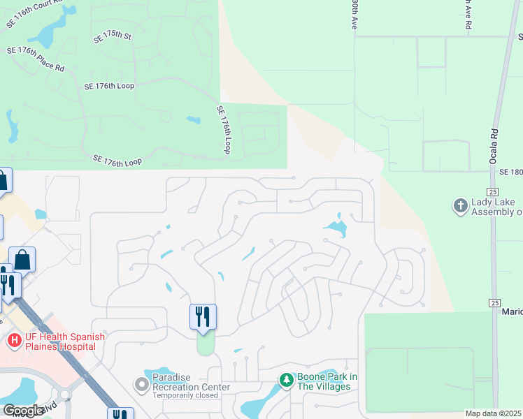 map of restaurants, bars, coffee shops, grocery stores, and more near 914 Orchid Street in Lady Lake