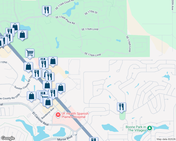 map of restaurants, bars, coffee shops, grocery stores, and more near 1712 West Schwartz Boulevard in Lady Lake