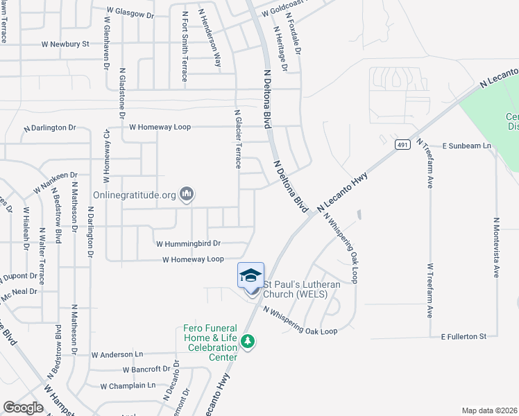 map of restaurants, bars, coffee shops, grocery stores, and more near 965 West Homeway Loop in Citrus Springs