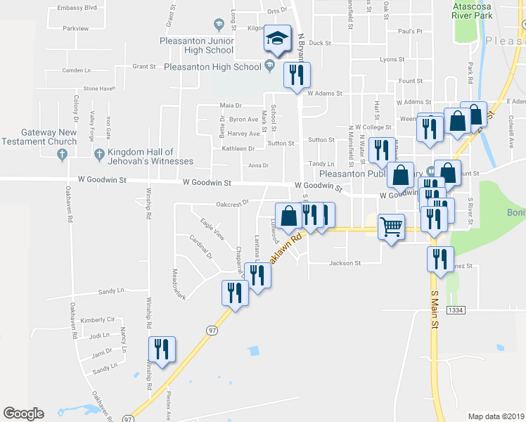 map of restaurants, bars, coffee shops, grocery stores, and more near 215 Lantana Lane in Pleasanton