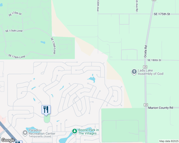 map of restaurants, bars, coffee shops, grocery stores, and more near 718 Orchid Street in Lady Lake