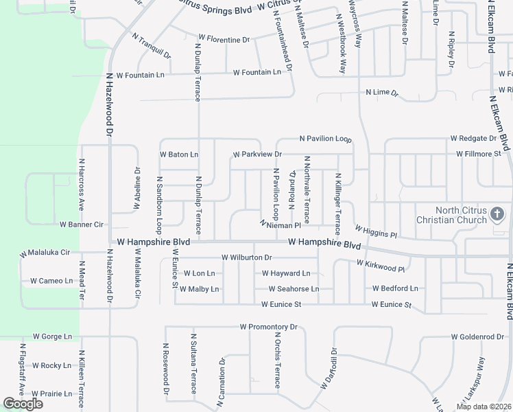 map of restaurants, bars, coffee shops, grocery stores, and more near 3546 West Nieman Drive in Citrus Springs