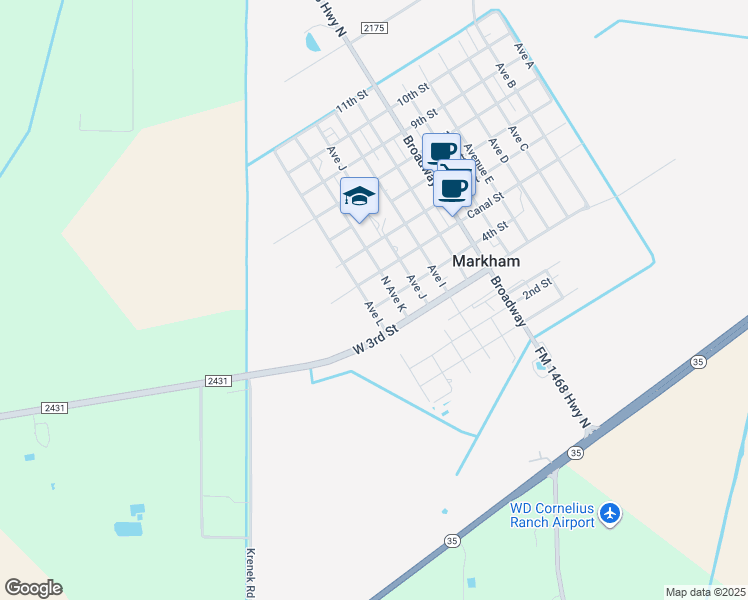 map of restaurants, bars, coffee shops, grocery stores, and more near 406 Avenue L in Markham