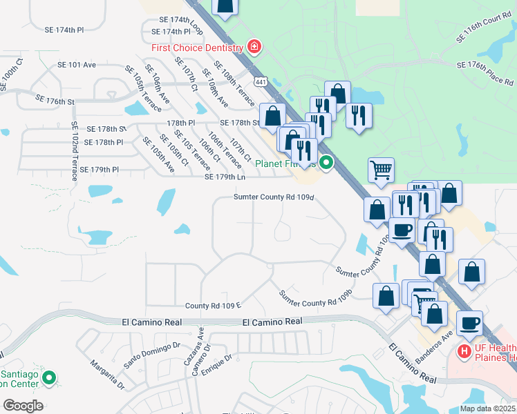 Map Of Florida Showing Lady Lake - Lng= 81.971264