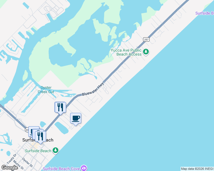 map of restaurants, bars, coffee shops, grocery stores, and more near 103 Ecret Court in Surfside Beach