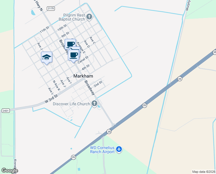 map of restaurants, bars, coffee shops, grocery stores, and more near 134 1st Street East in Markham