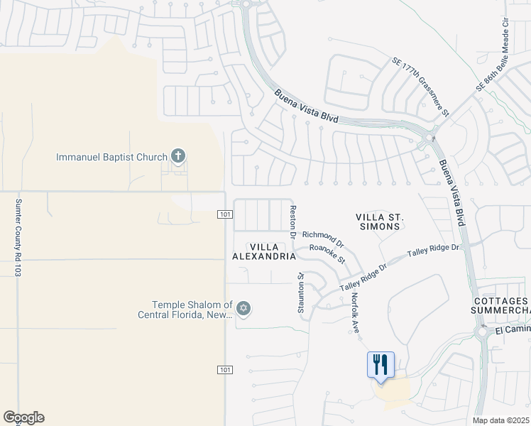 map of restaurants, bars, coffee shops, grocery stores, and more near 1824 Sanibel Court in The Villages