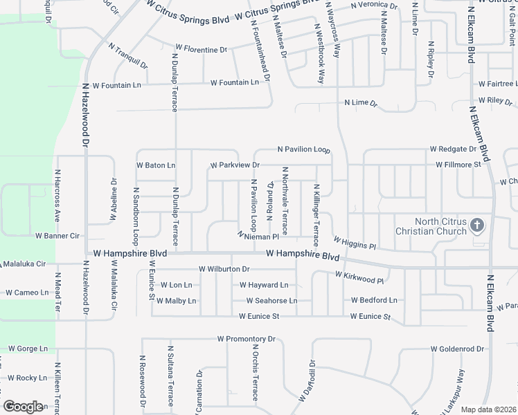 map of restaurants, bars, coffee shops, grocery stores, and more near 6589 North Pavilion Loop in Citrus Springs
