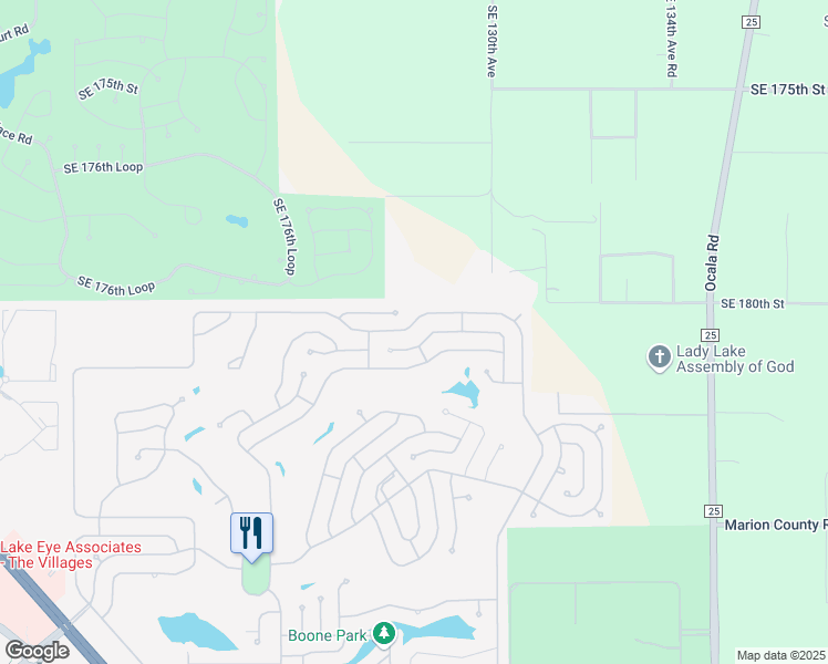 map of restaurants, bars, coffee shops, grocery stores, and more near 1862 West Schwartz Boulevard in Lady Lake