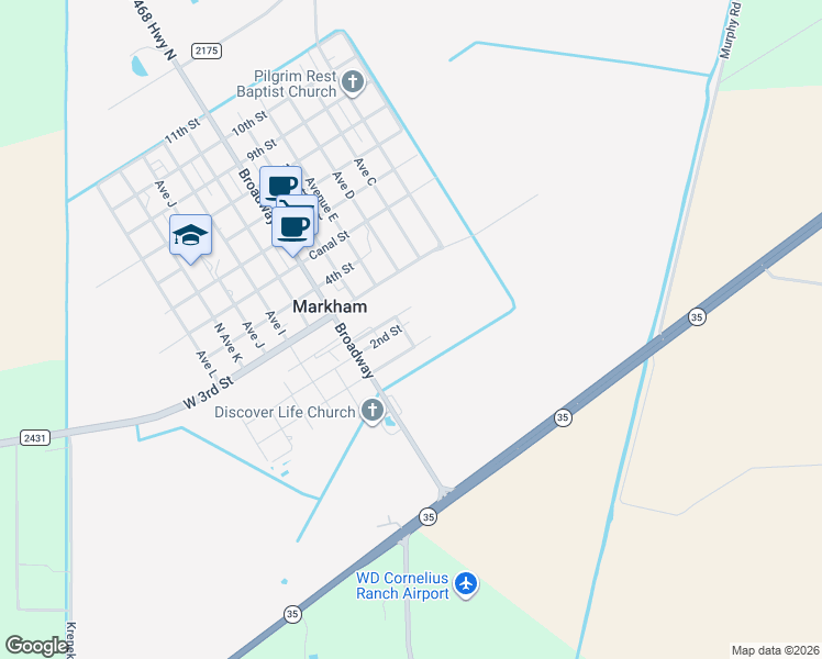 map of restaurants, bars, coffee shops, grocery stores, and more near 134 1st East in Markham